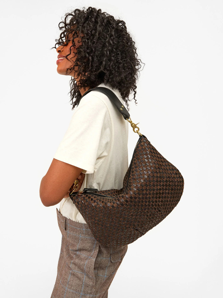 Moyen Messenger in Black/Chocolate Woven Checker