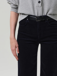 Lyra Wide Leg Crop Corduroy in Navy