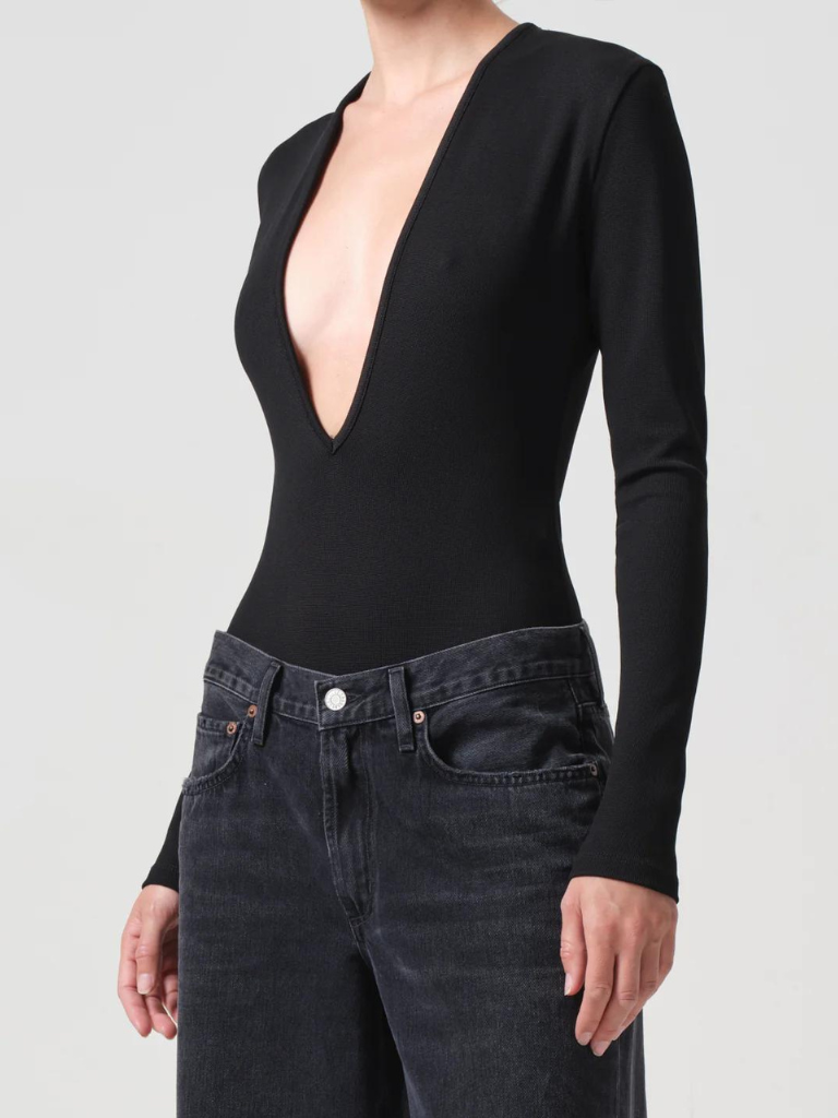 Zena Plunge Bodysuit in Black