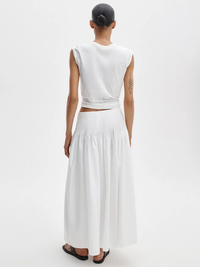 Elena Pintucked Poplin Skirt in White