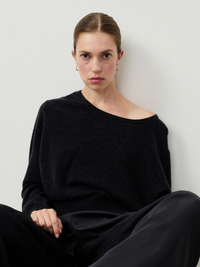 Raxow Boatneck Sweater in Charcoal Melange