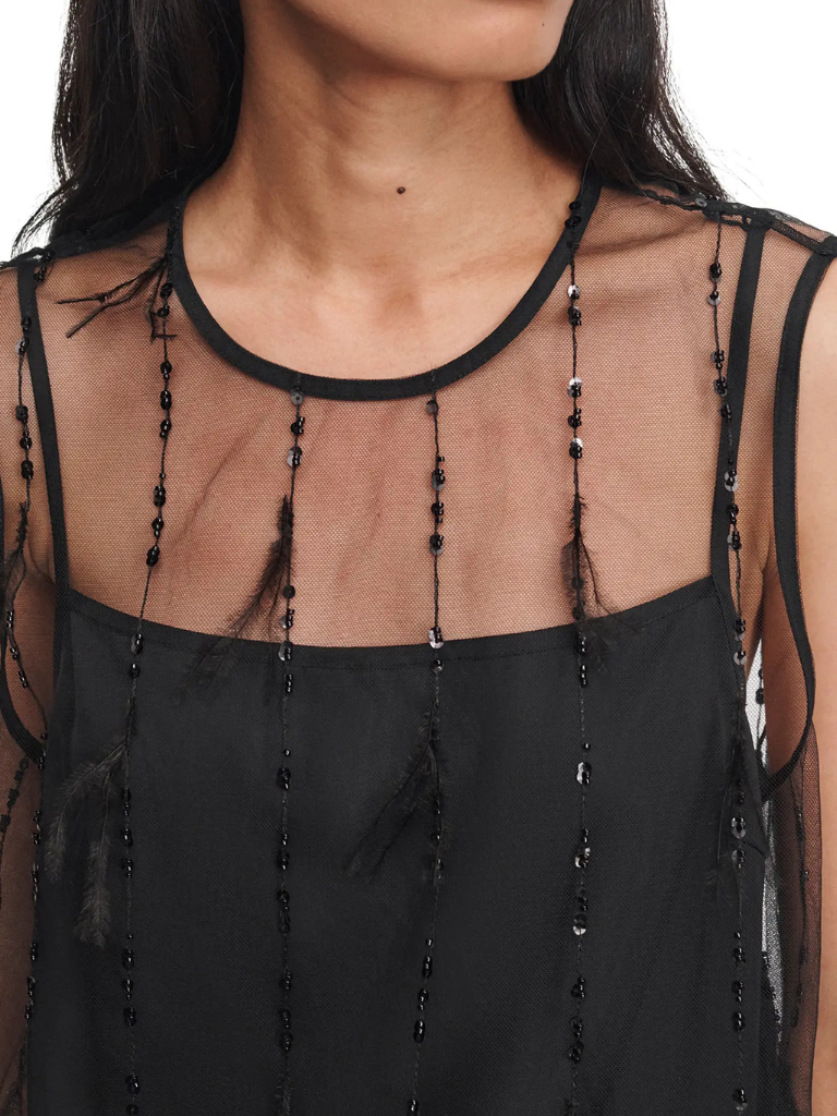 Geena Feather Tank in Black