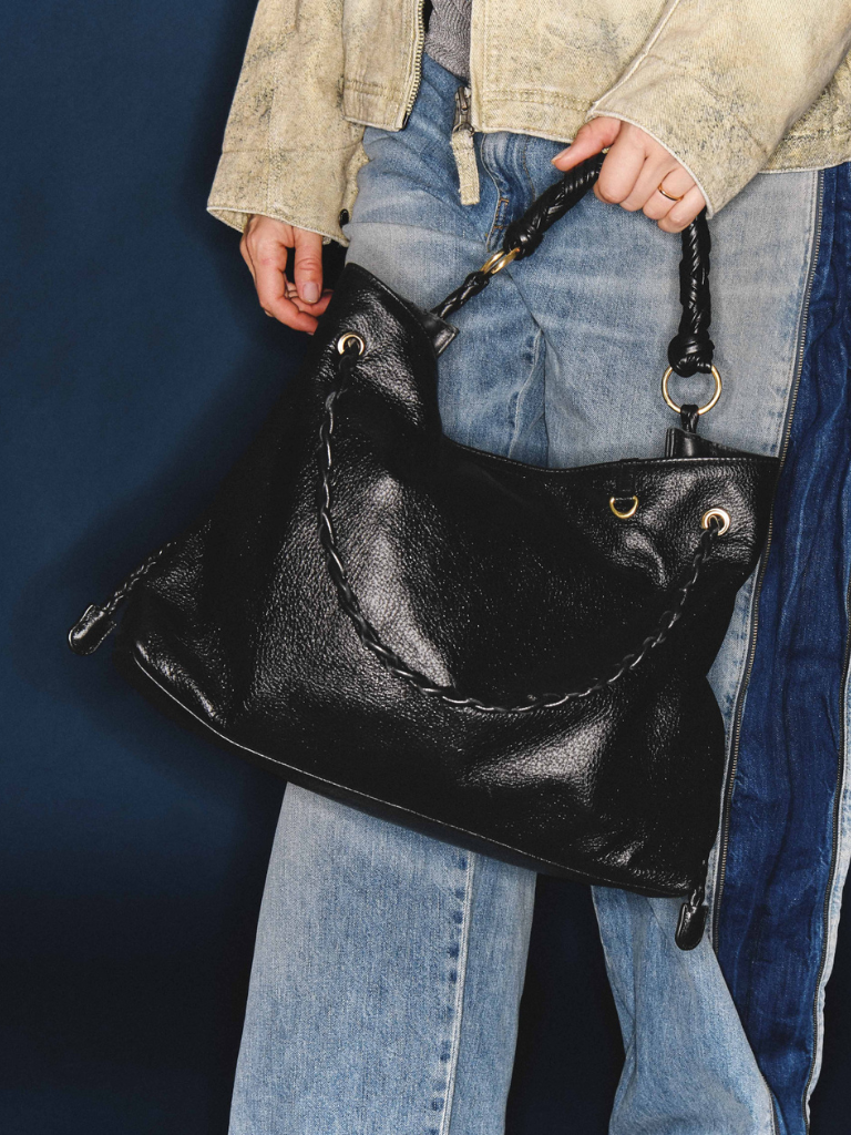 Denise Leather Bag in Black