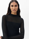 Luca Mixed-Media Mockneck in Black