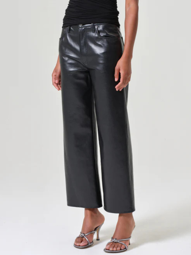 Ren High Rise Wide Leg Jean in Recycled Leather in Detox