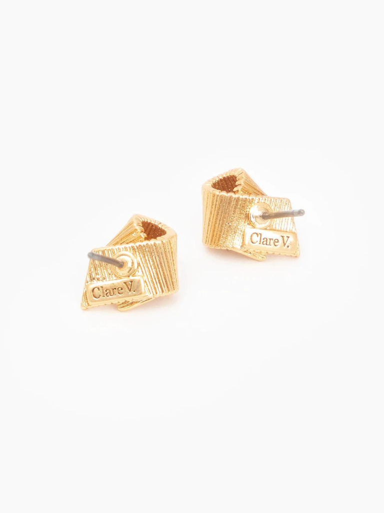 Ribbon Stud Earrings in Vintage Gold