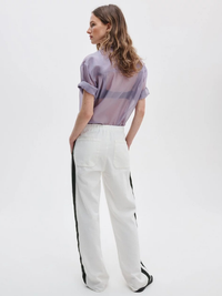 Featherweight Logan Track Pants in White/Green Stripe