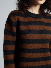 Ava Stripe Sweater in Cocoa/Black