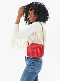 Midi Sac in Rouge Channel Quilted Nappa