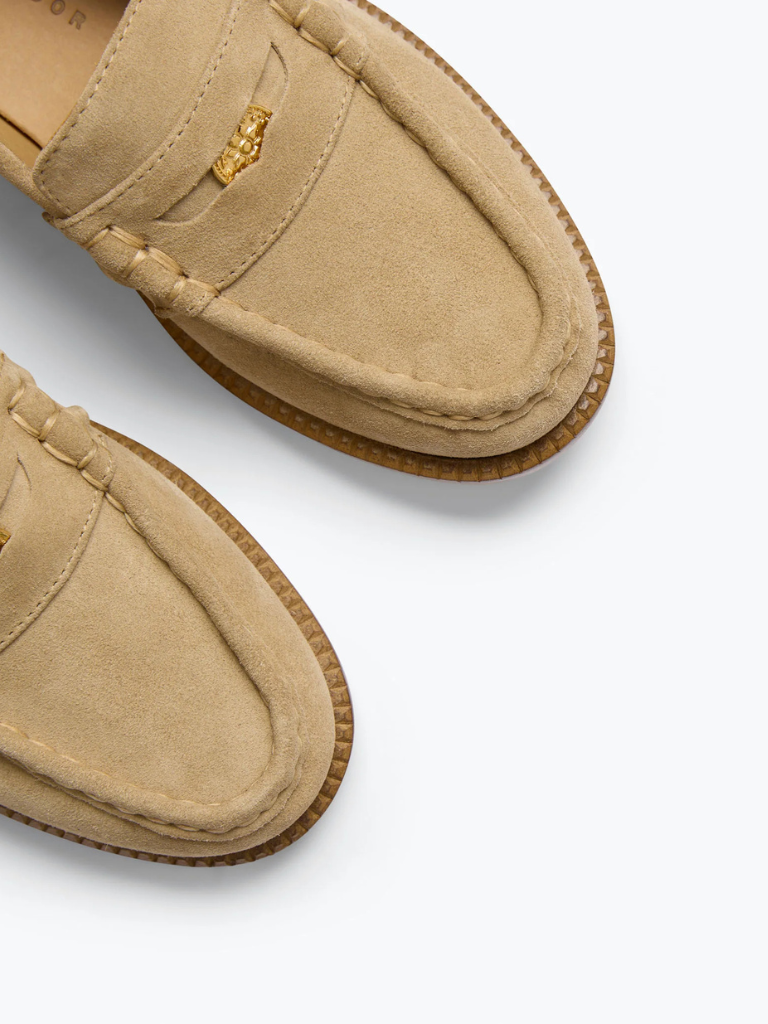 Elba Penny Loafer in Stucco Suede