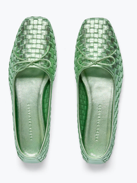 Jada Woven Ballet Flat in Mint Metallic