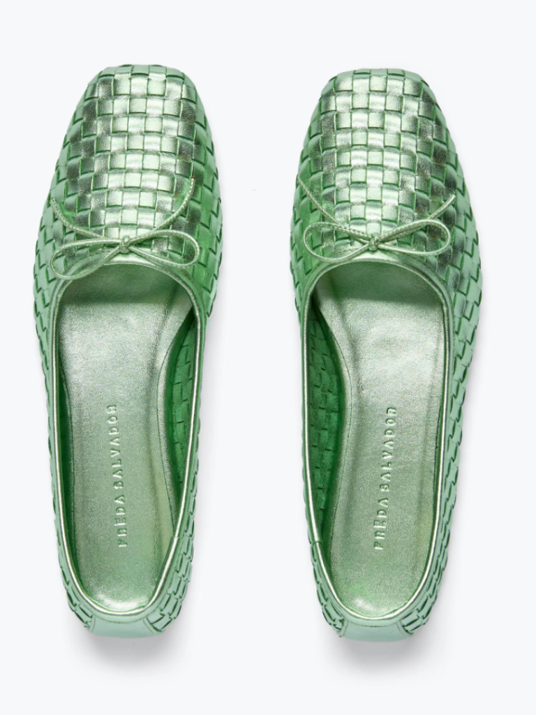 Jada Woven Ballet Flat in Mint Metallic