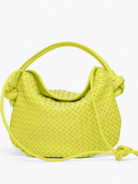 Elis Woven Leather Handbag in Neon