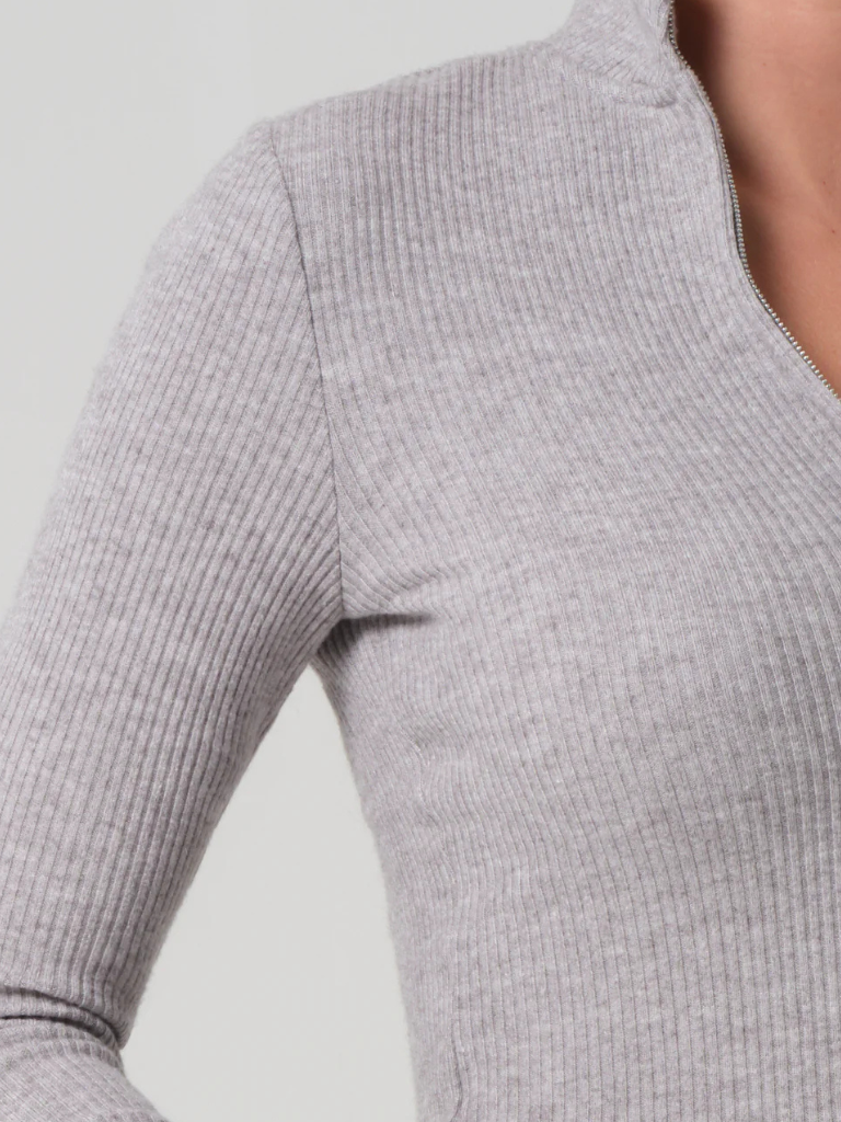 Zip Cardigan in Heather Grey
