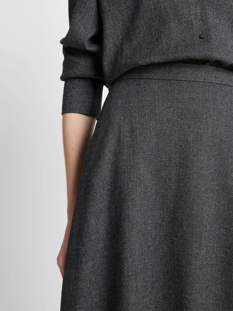 Italian Jaspe Full Skirt in Heather Grey