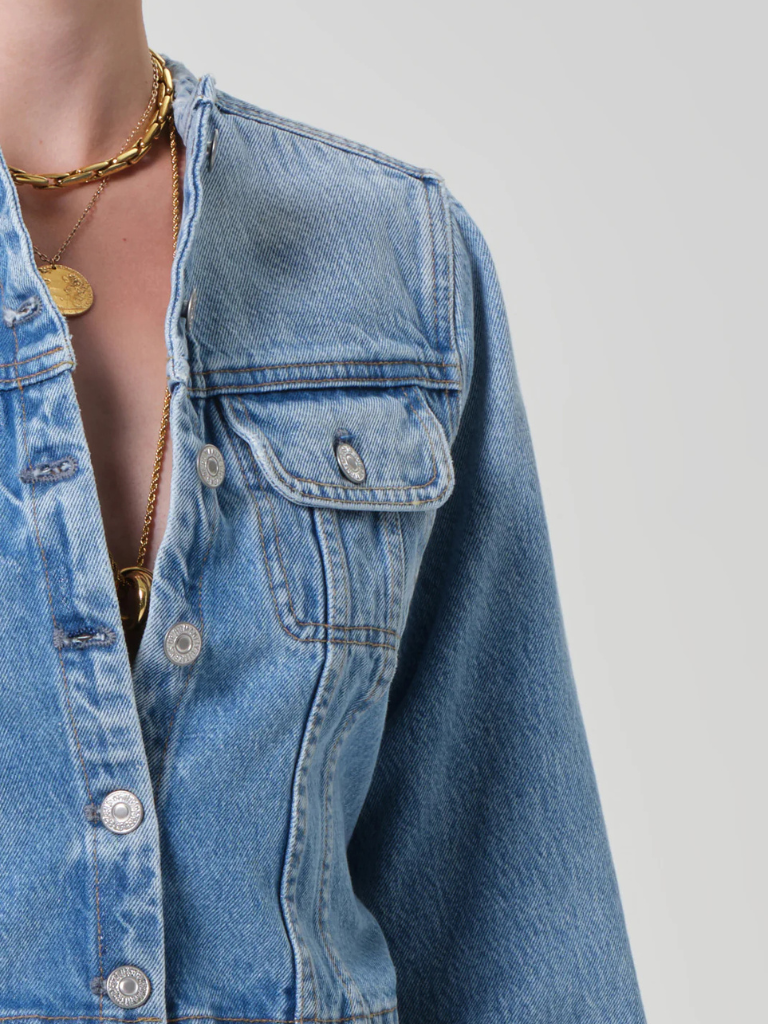 Devin Collarless Jacket in Cecil