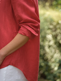 Eileen Button Down Lived in Linen in Hot Sauce
