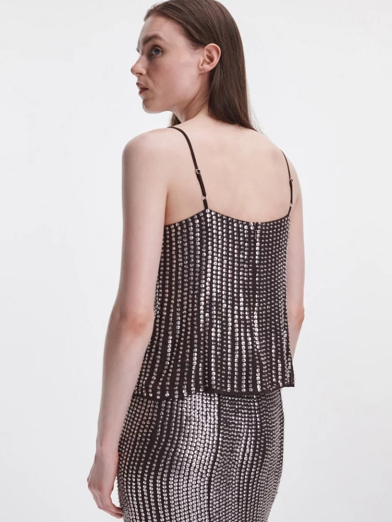 Lili Beaded Tank in Chocolate