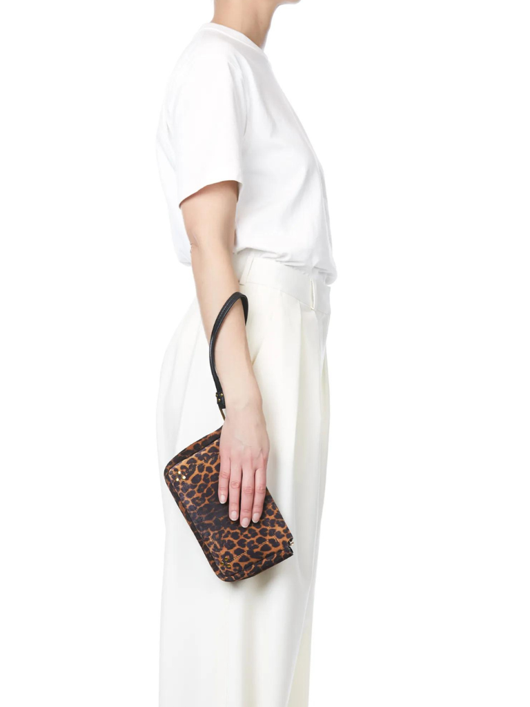 Clap M Clutch in Leopard Suede