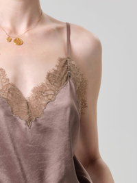 Lace Trimmed Cami in Cocoa