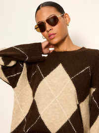 Argyle Crew Sweater in Espresso