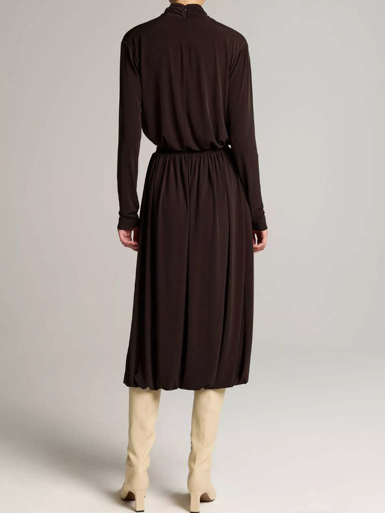 Matte Jersey Bubble Skirt in Smoked Truffle