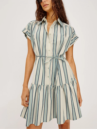 Evaline Dress in Marsala Stripe