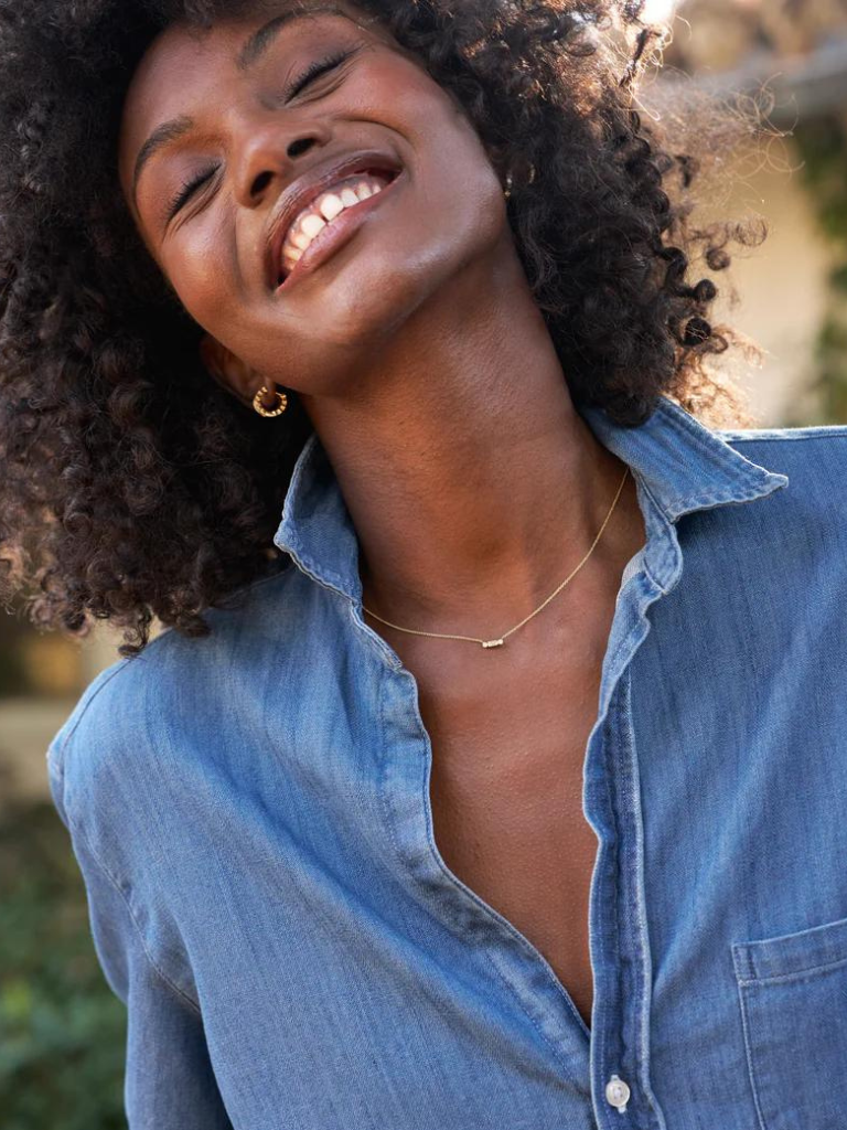 Eileen Denim Button Up in Vintage Stonewashed Indigo