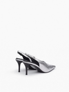 Mercer Leather Slingbacks in Silver