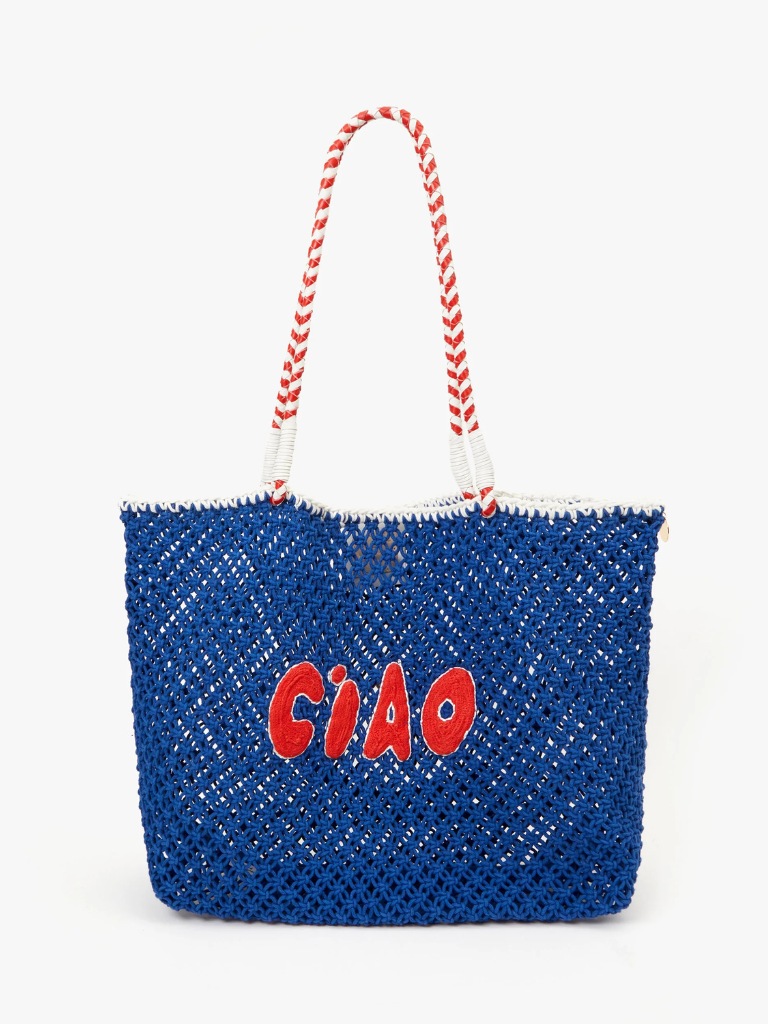 L'ete Tote in Cobalt Crochet with Poppy Ciao