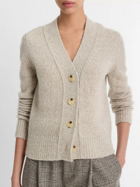 Cashmere Donegal Cardigan in Biscuit