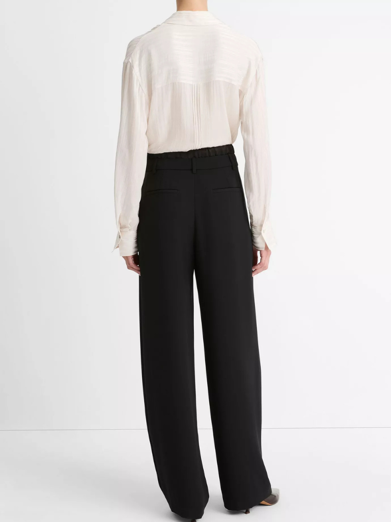 Double-Waistband Drawstring Pant in Black