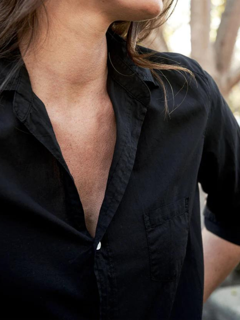 Eileen Featherweight Button-Up Shirt in Black