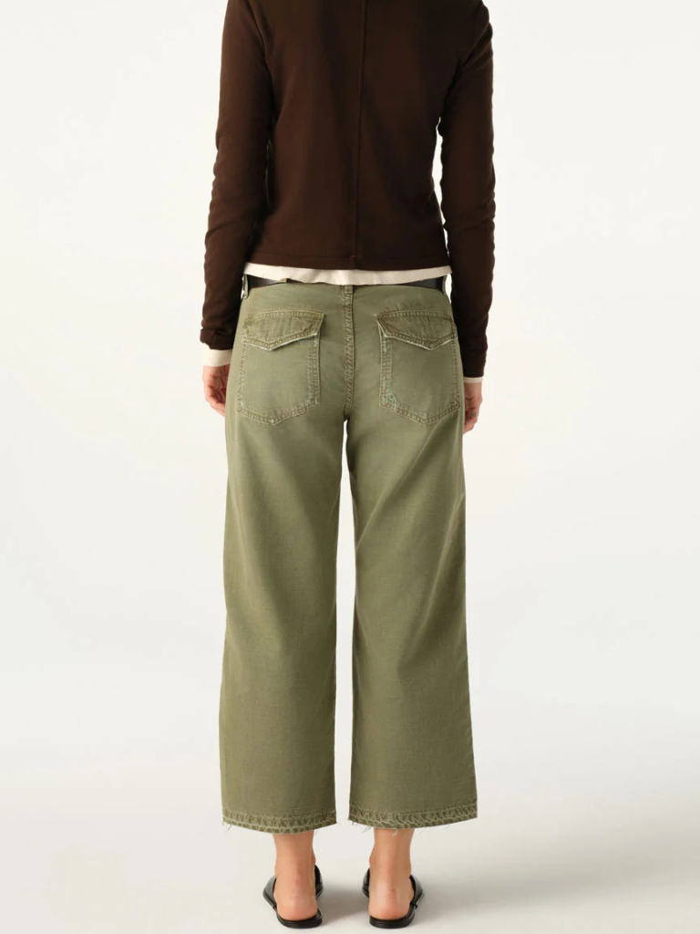 Easy Army Slouch Crop in Surplus Mended