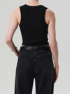 Caralyn Button Front Rib Tank in Black