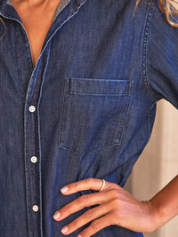 Rory Maxi Shirtdress in Vintage Dark Indigo Wash
