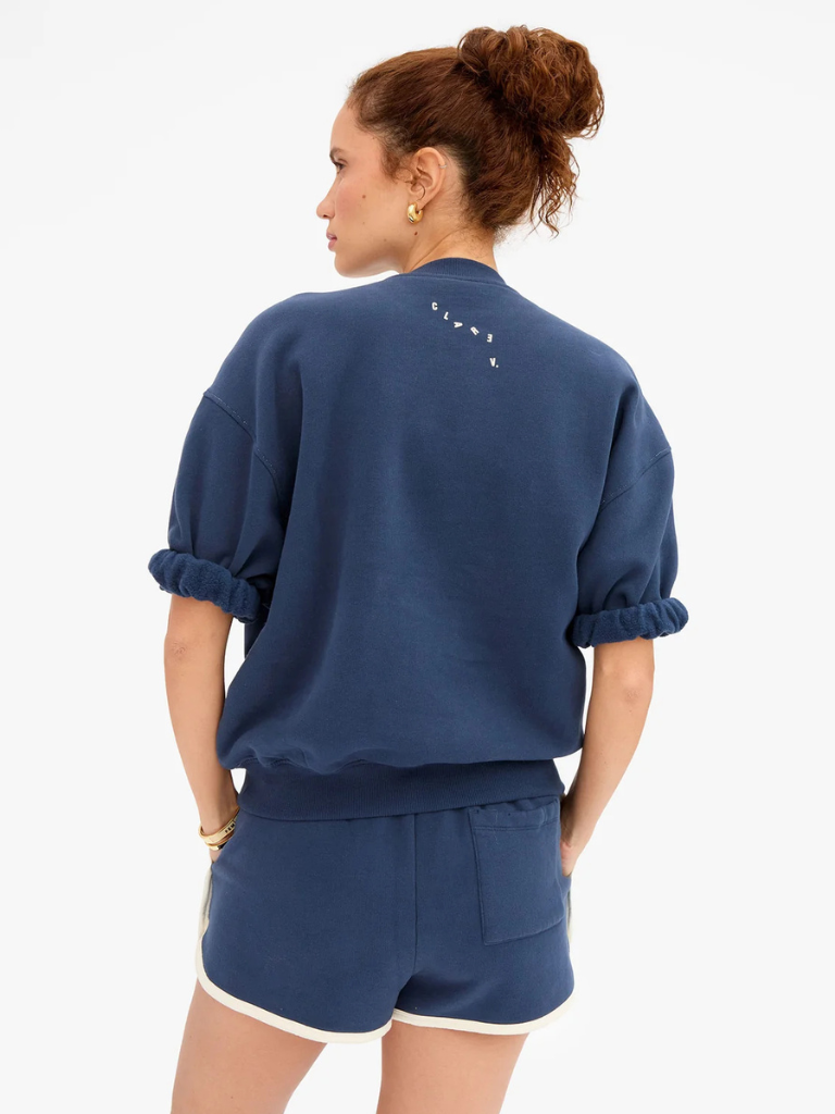 Short Sleeve Oversized Sweatshirt in Navy
