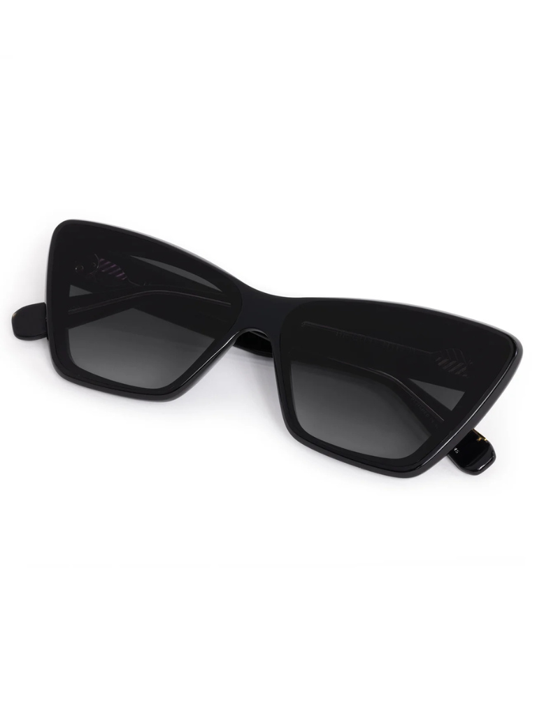 Brigitte NYLON Sunglasses in Black + Black & Crystal
