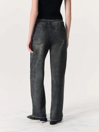 Miramar Terry Wide-Leg Track Pants in Washed Black