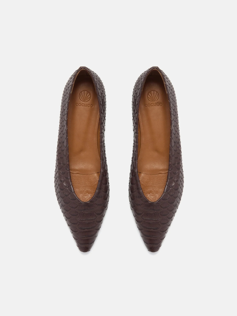 Cabnal Ballet Flat in Brown Python
