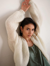 Mohair Bomber Cardigan in Creme