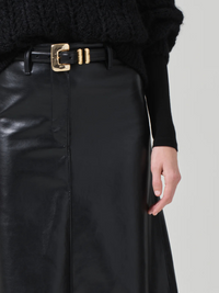 Cassia Leather Skirt in Black