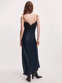Ariana Satin Slip Dress in Navy