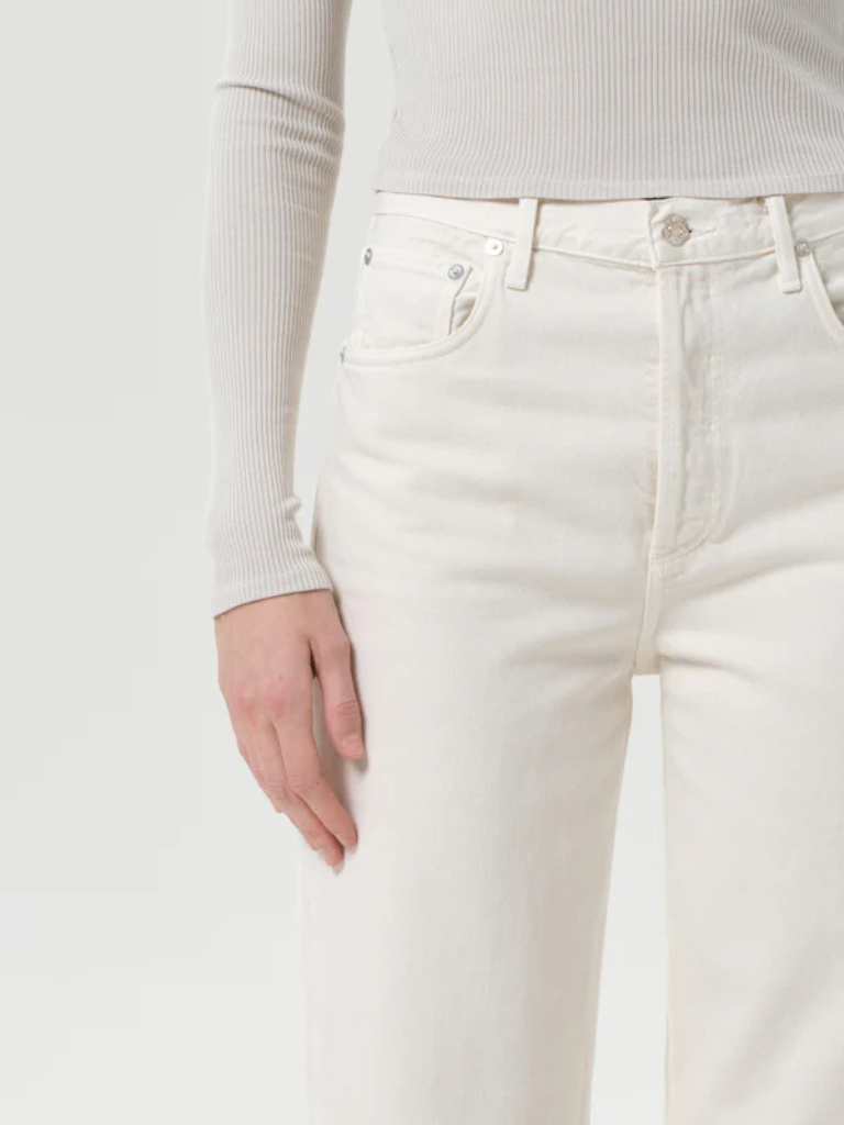 Ren High Rise Wide Leg Jean in Brown Rice