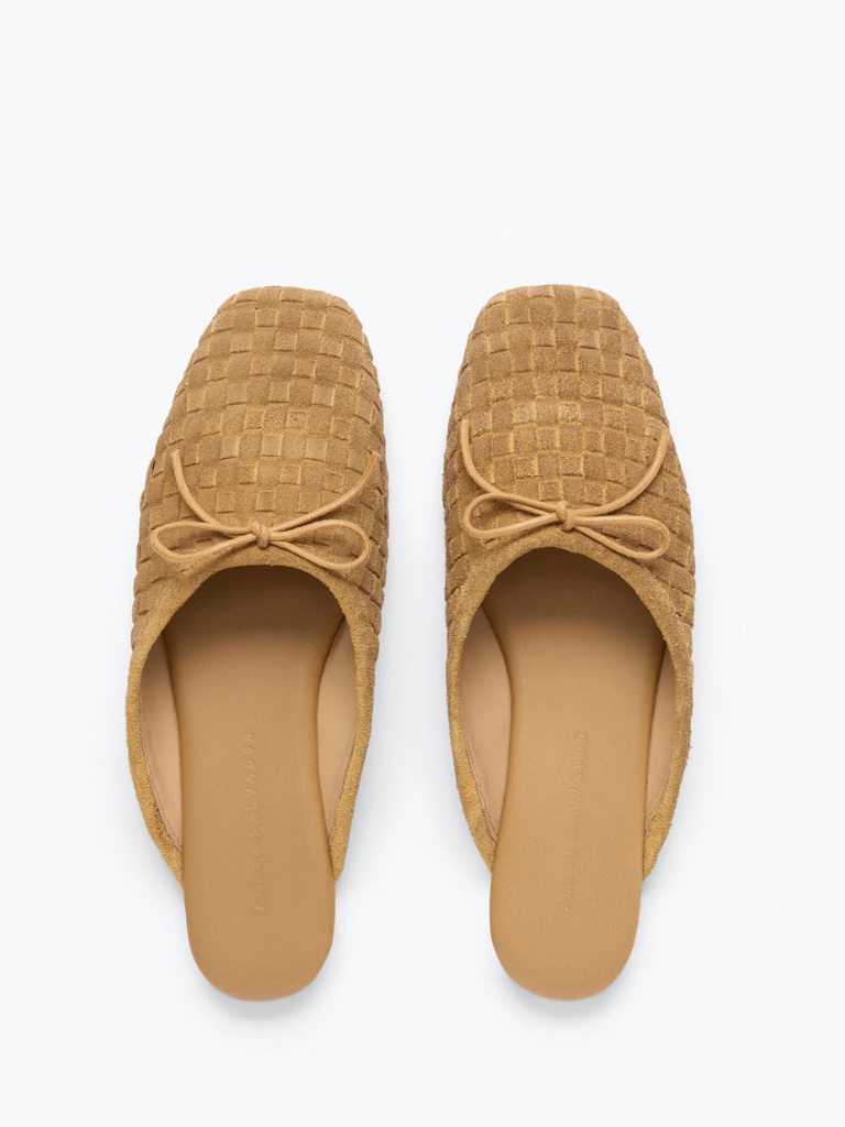 Cammie Woven Mule in Biscuit Woven Suede