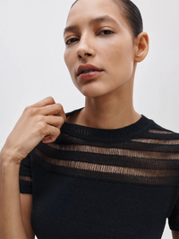 Britt Short-Sleeve Sweater in Black