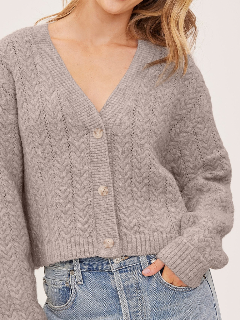 Esme Cardigan in Heather Pebble