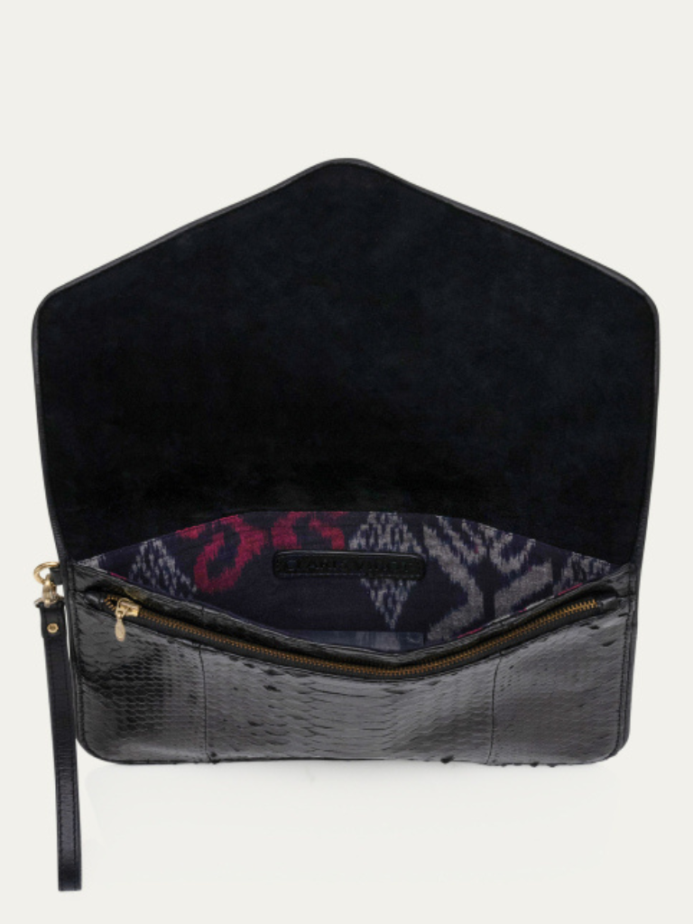 Alicia Python Clutch in Black