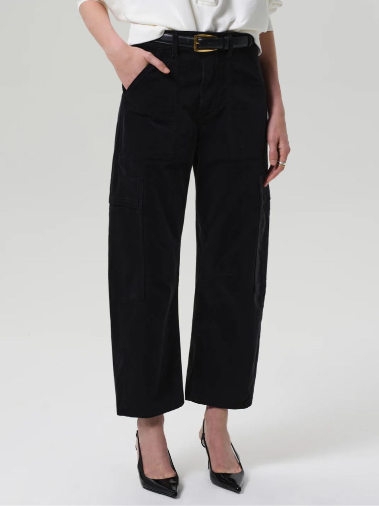 Marcelle Low Slung Easy Cargo Corduroy in Charcoal