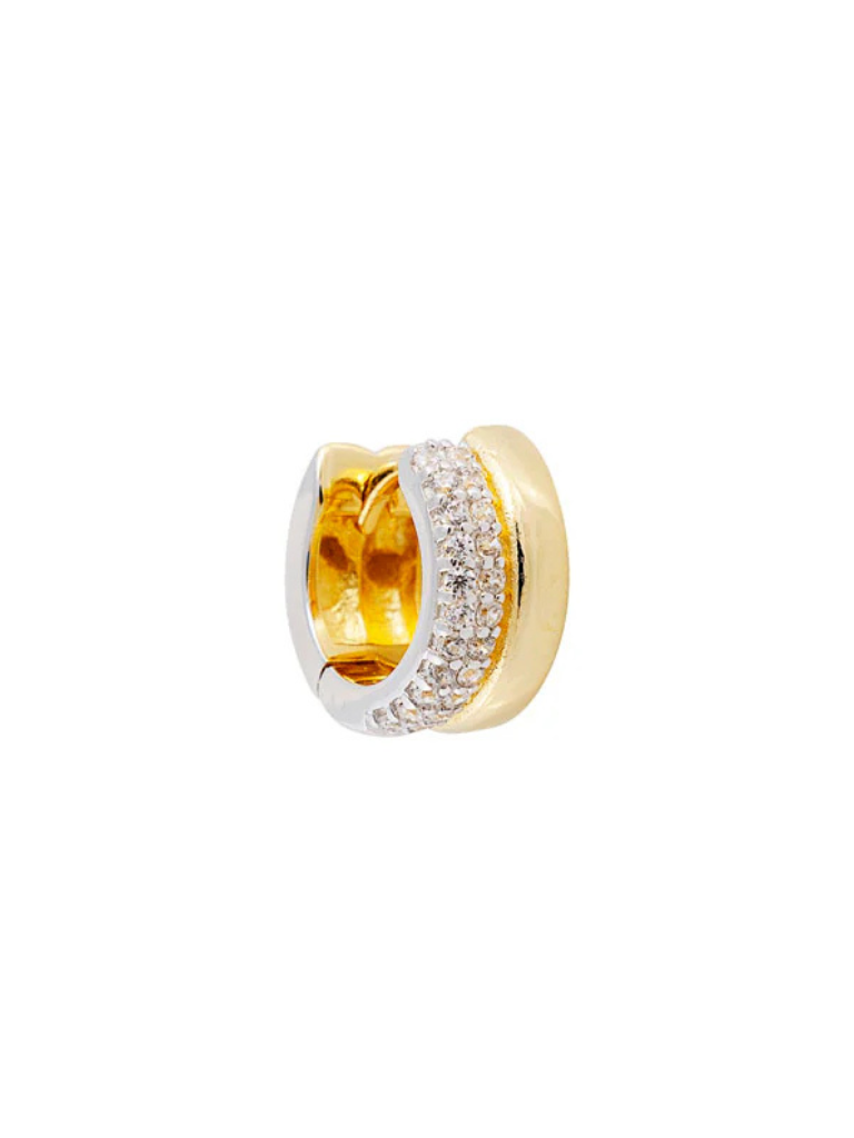 Two-Tone Pave Huggies in Gold